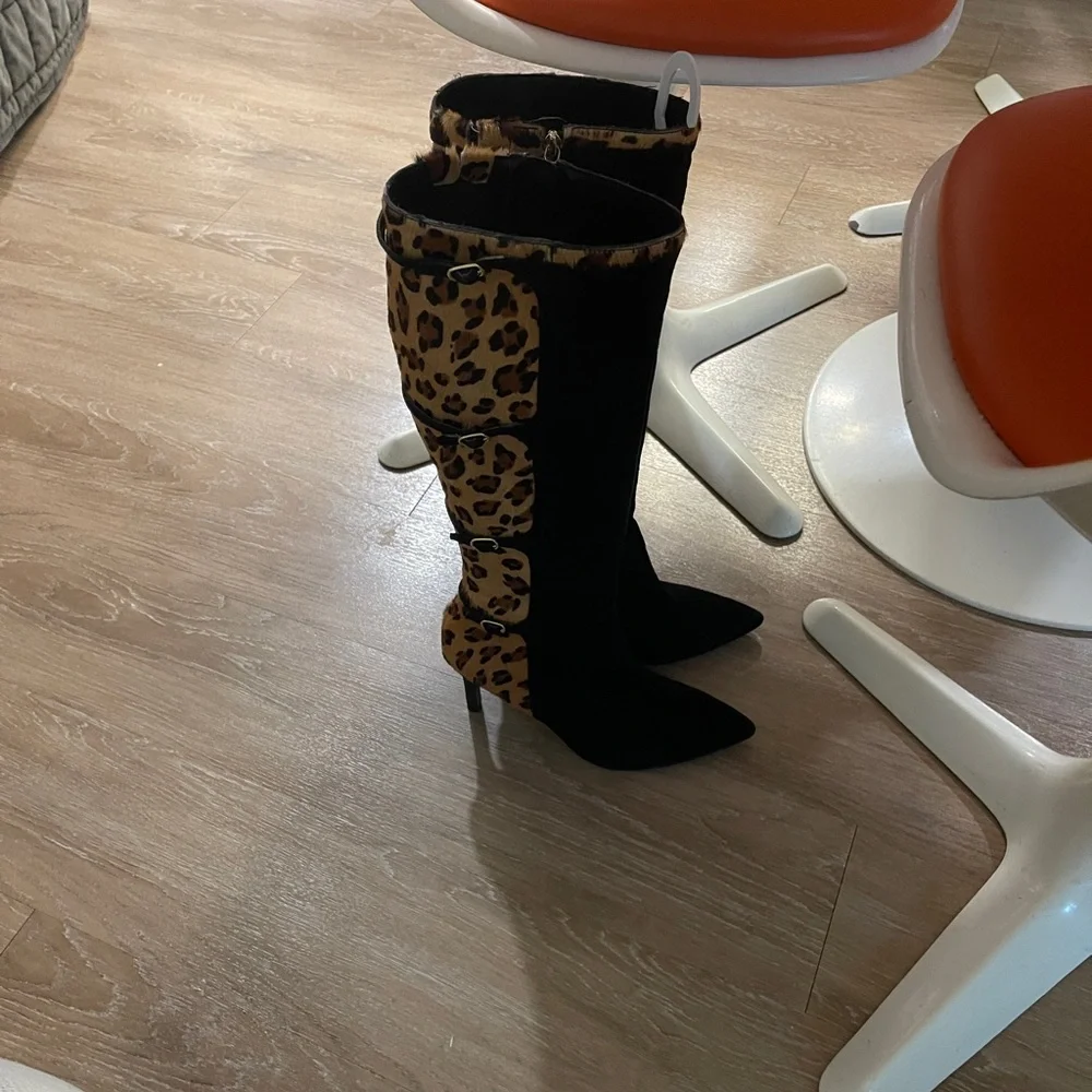 Ralph Lauren Vallerie Elegant Black Kid Suede & Leather Women’s Knee High Boots!